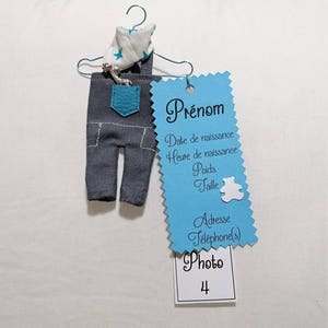 Faire part de naissance garcon : Naissance, Baptême, Baby shower gris et bleu image 1