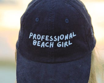 Professional Beach Girl, Embroidered Corduroy Cap