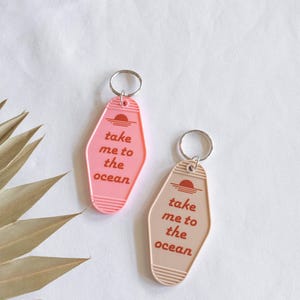 Take Me To The Ocean Retro Motel Keychain || 3.8 x 2 in