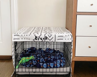 White Mudcloth Personalized Crate Cover (FABRIC COVER ONLY)