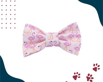 Pink Flamingo Dog Bow, Flamingo, Dog Collar Bow, Cat Bow, Cat Collar Bow, Pink Dog Bow, Cute Bow Tie