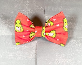 Avocado Dog Bow, Valentines Day Bow Tie, Dog Collar Bow, Cat Bow, Cat Collar Bow, Avocado Hearts Dog Bow, Valentine Pet Dog