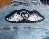 winged death 39 s head skull iron on back patch