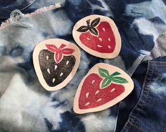 strawberry patch // patches for jackets cottagecore patch cute patch strawberries