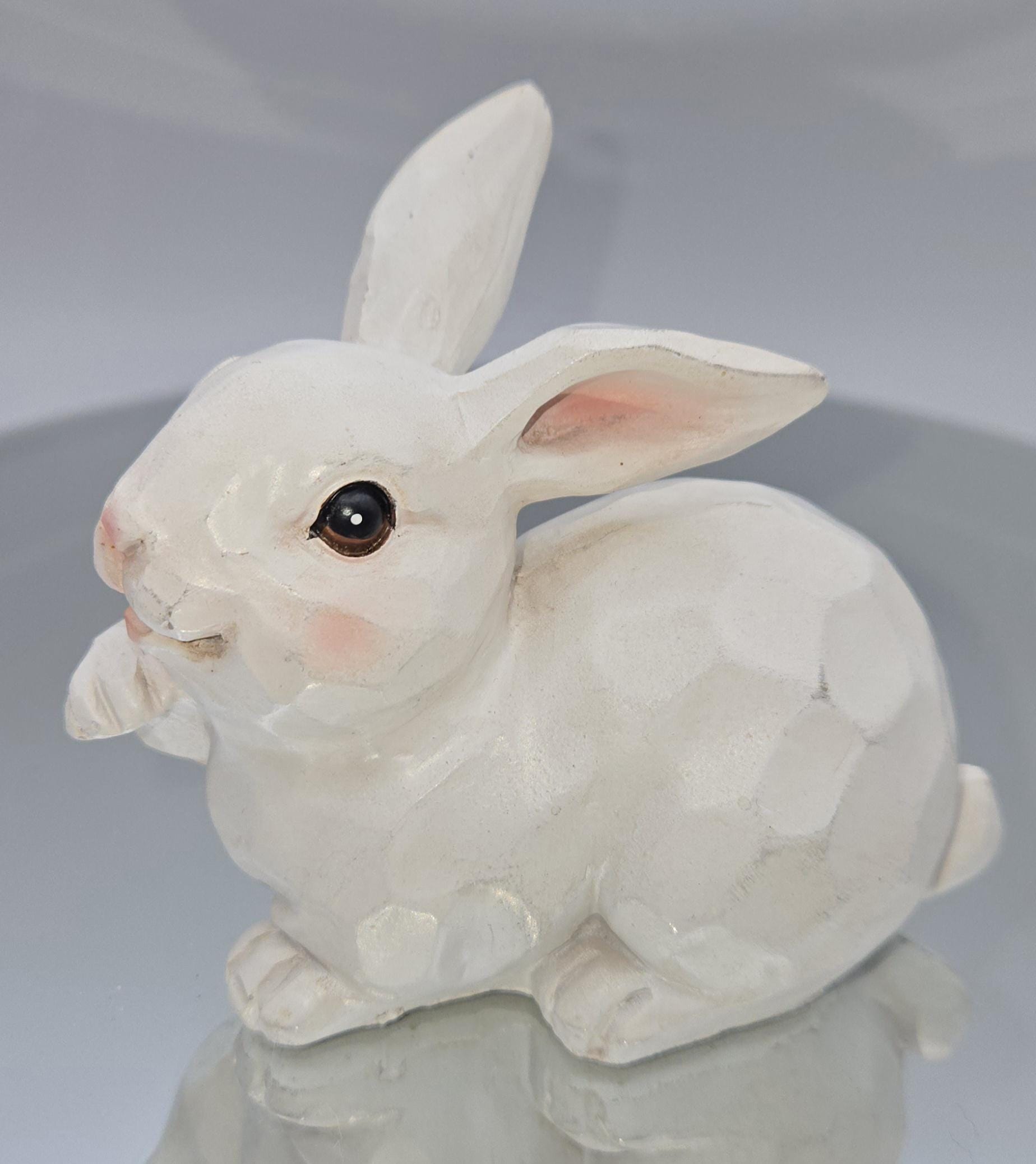 Adorable Polyresin Rabbit Figurine. Nicely Painted Eyes on This Sweet ...