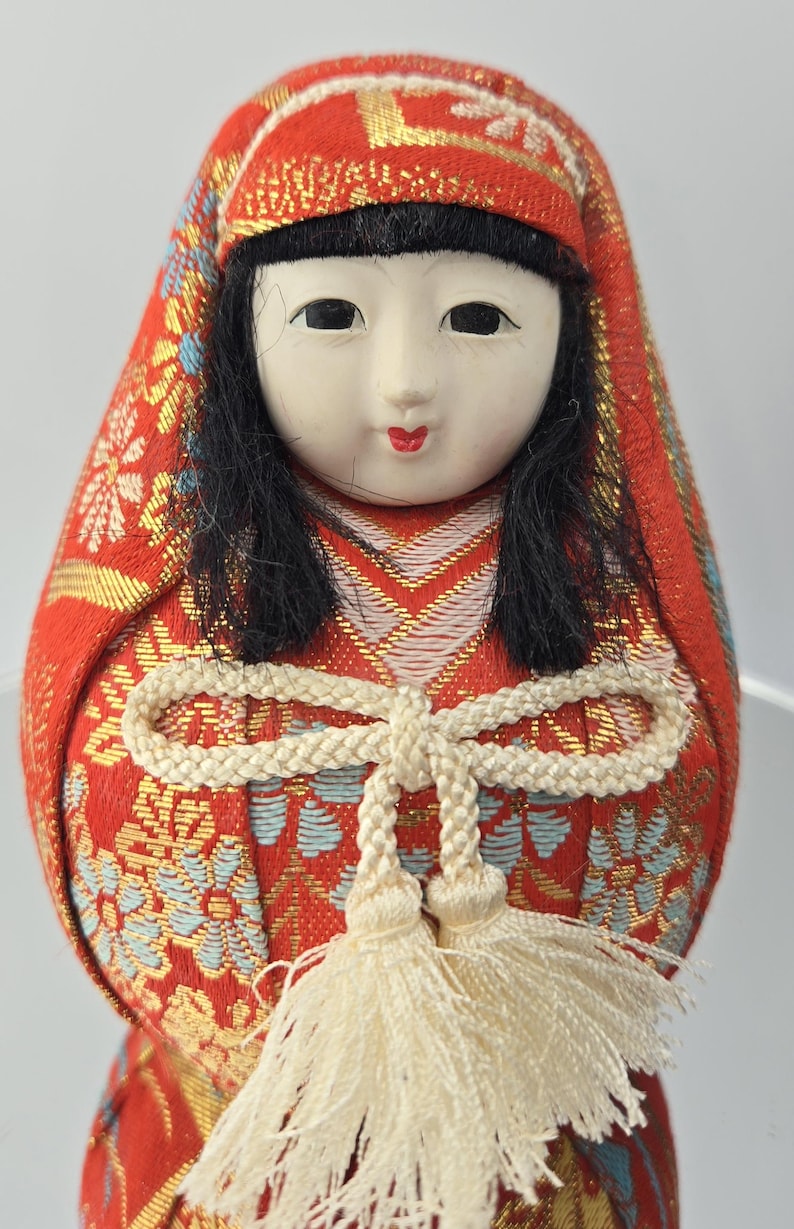 Vintage Daruma Doll: Japanese Roly Poly With Red Kimono - Etsy