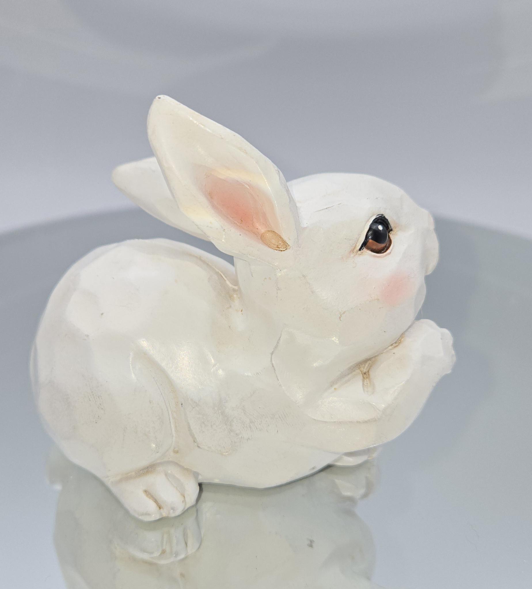 Adorable Polyresin Rabbit Figurine. Nicely Painted Eyes on This Sweet ...