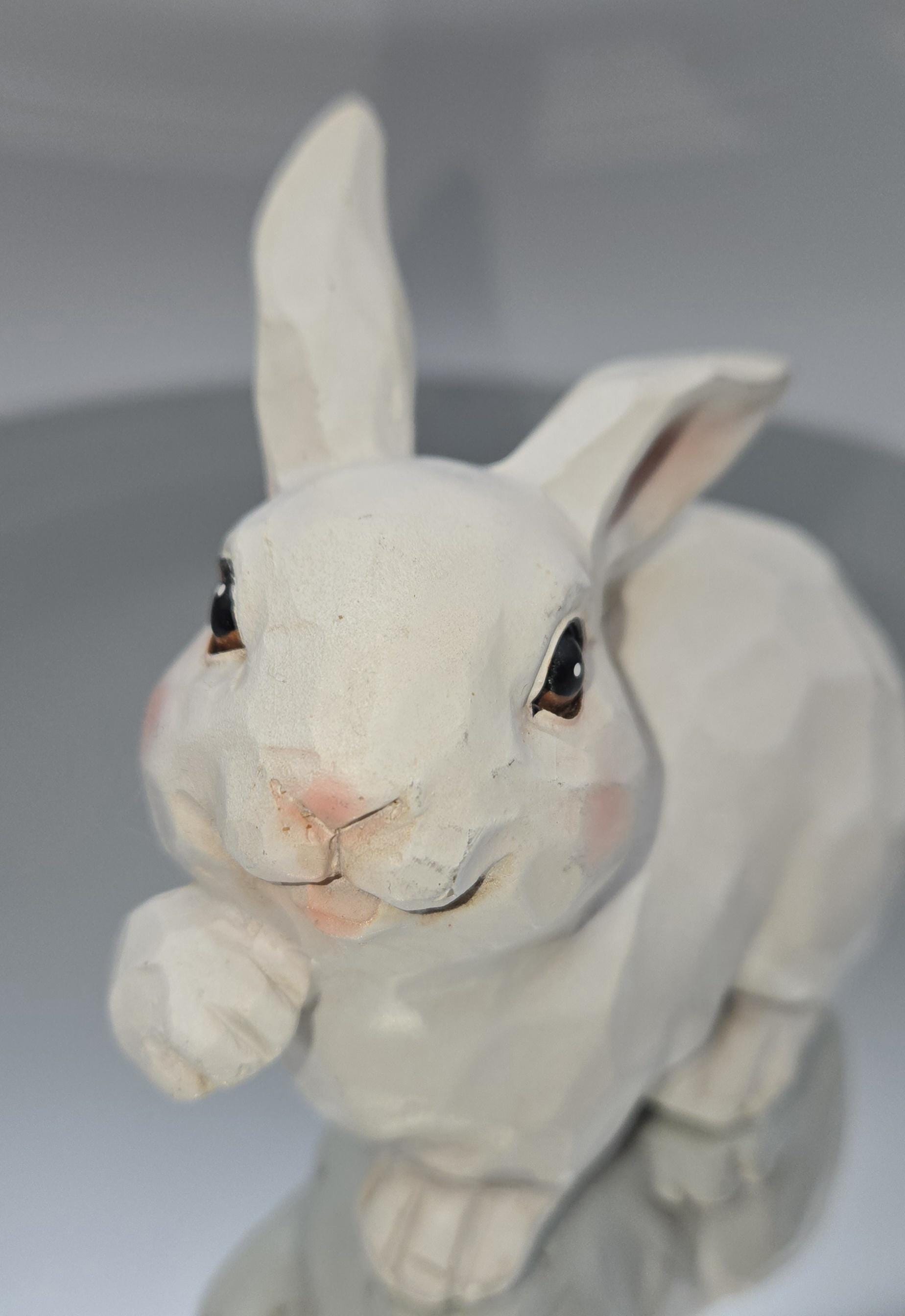 Adorable Polyresin Rabbit Figurine. Nicely Painted Eyes on This Sweet ...