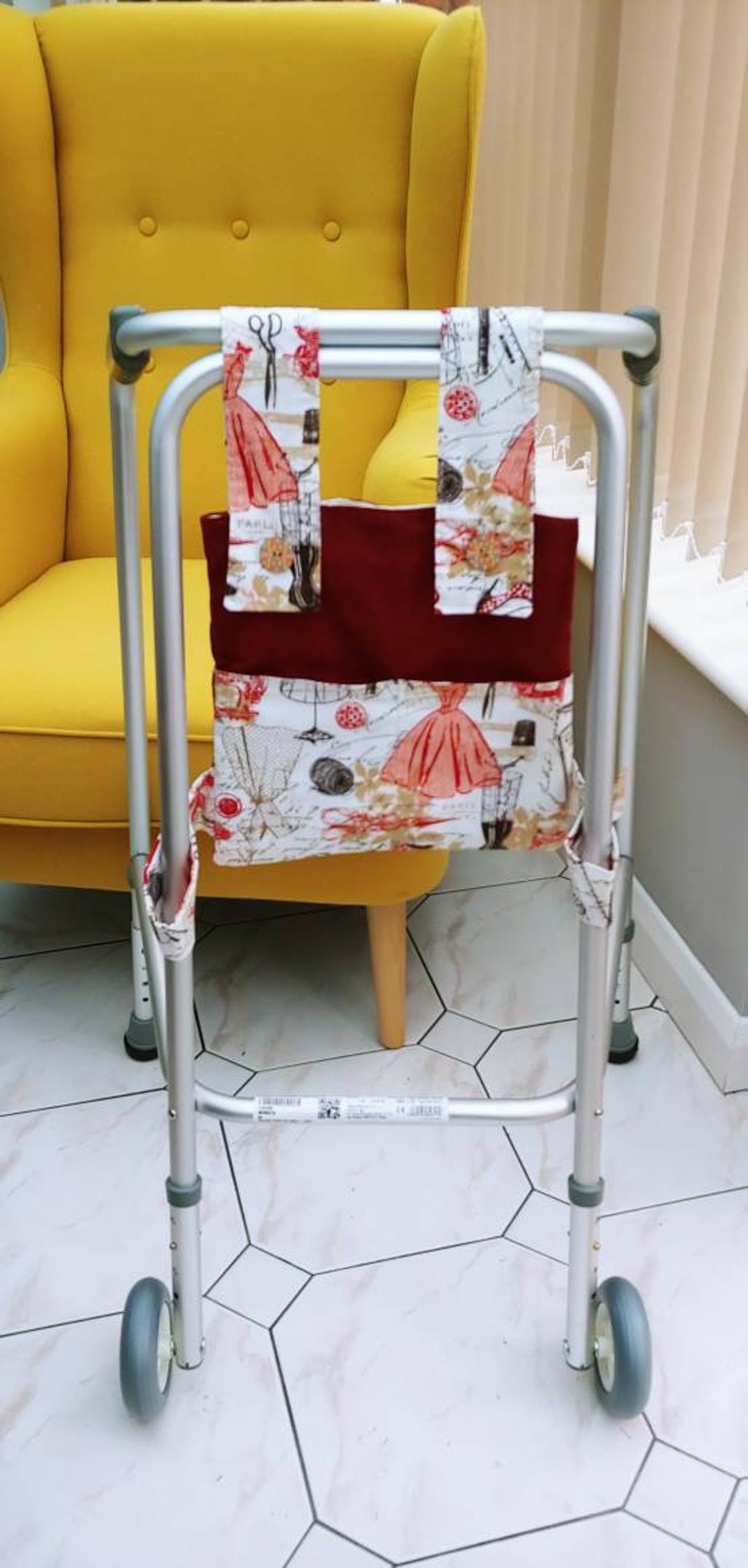 Bespoke Walking Zimmer Frame Bag. Gift for Elderly Handmade Mobility