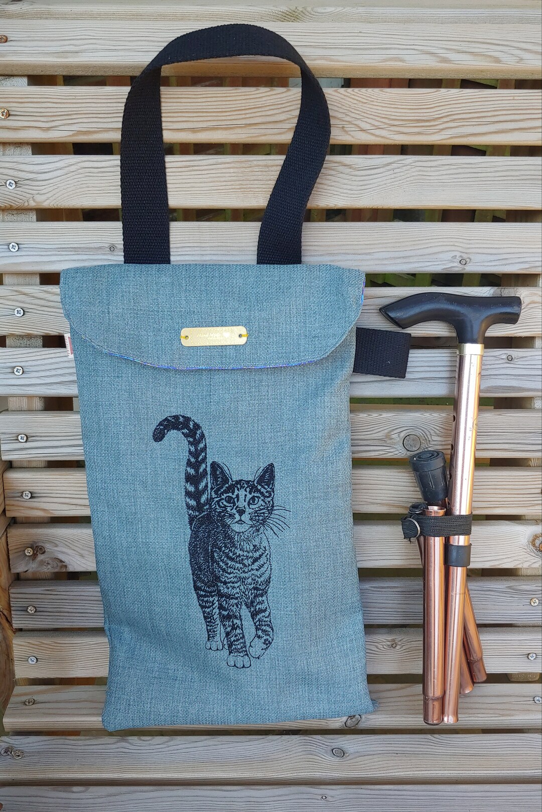 Cat Embroidered Folding Walking Stick Cane Carry Bag. Handmade Bag for ...