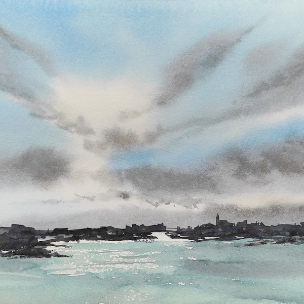 Aquarelle mer peinture marine Aquarelle ciel et mer