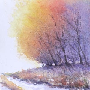 Vibrant Fall Forest Watercolor Painting - Colorful Autumn Landscape Art