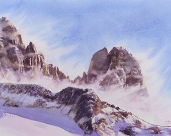 mountain landscape original Watercolor painting mountain art