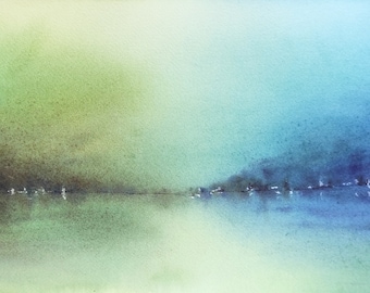 抽象風景画、風景水彩画、抽象風景画、風景画、半抽象風景画、水彩風景