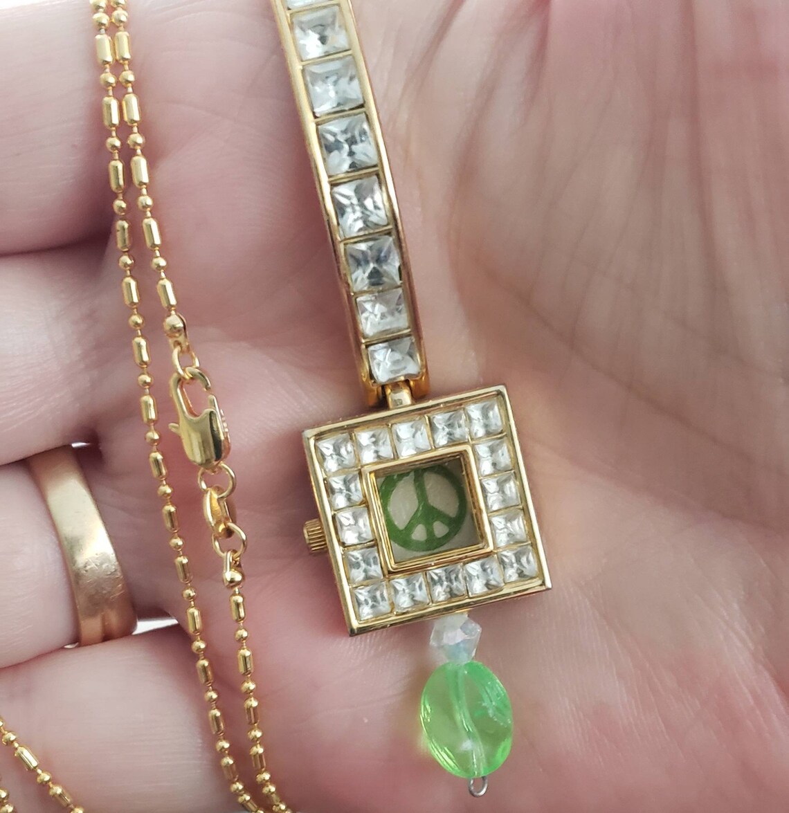 Custom Gold Wrist Watch Pendant Necklace Etsy