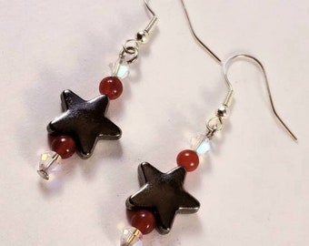 Earrings - Ruby & Swarovski Crystal Beads