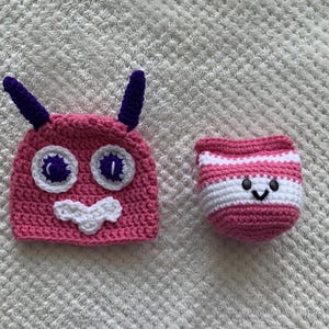 Newborn handmade crochet props & costumes for photography ages 0-12 months physical items milk monster girl