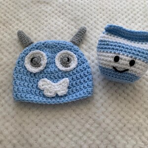 Newborn handmade crochet props & costumes for photography ages 0-12 months physical items milk monster boy