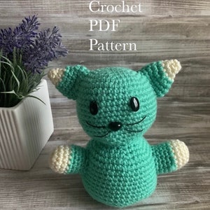 Crochet Pattern Blue Kitty Beginner’s Friendly Written PDF Pattern