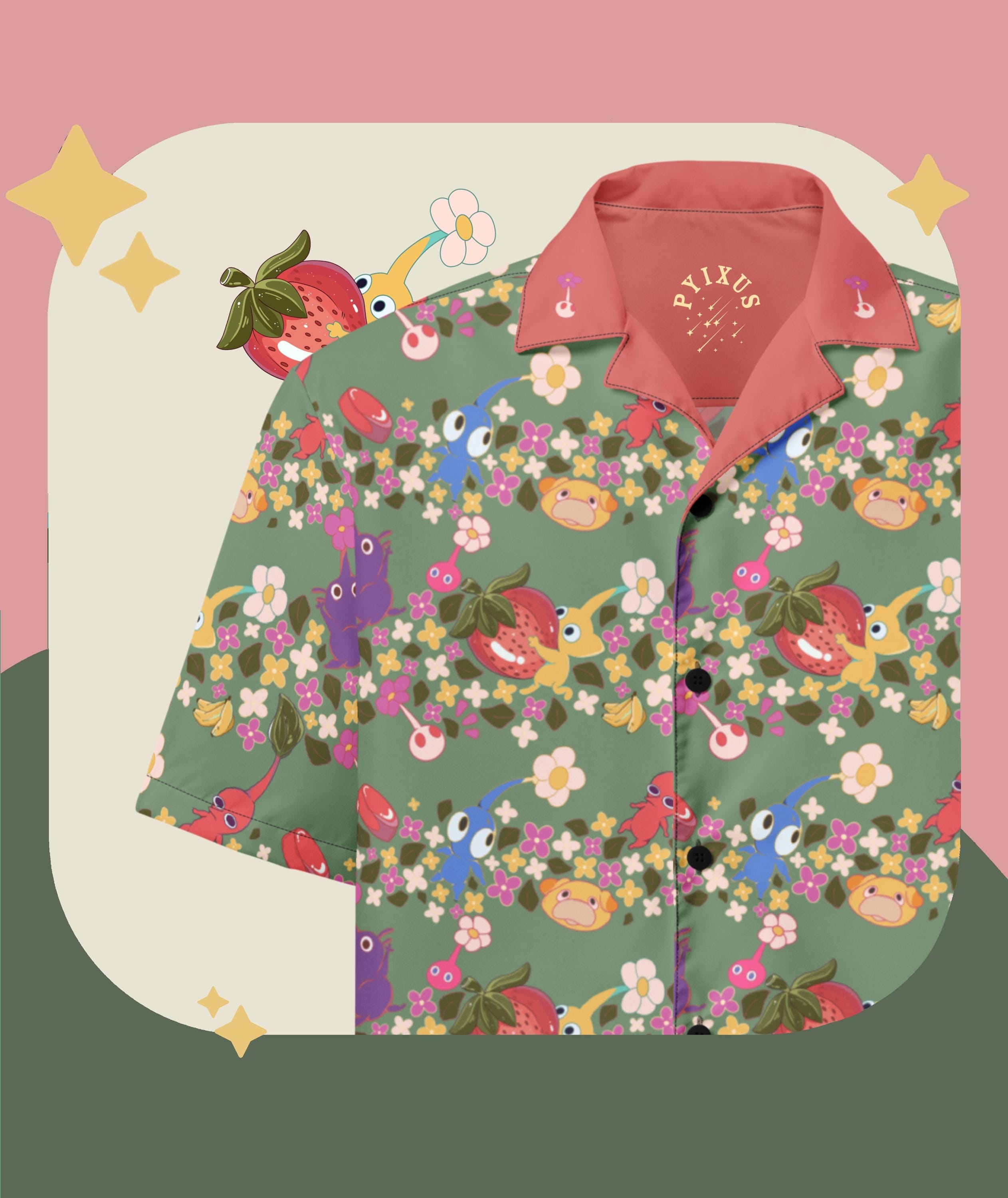 pikmin dress shirt Nintendo NY Pikmin Collection Treasure Ltd Button Up Shirt NWT Olimar Red  Blue