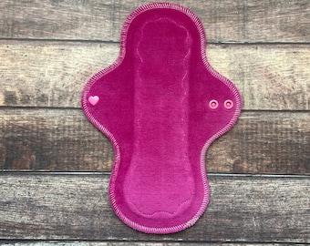 Cotton Velour CUSTOM Dragonfruit Pink 6" - 16" Cloth Pad, Super Soft - bamboo core, Windpro back - mama cloth serged pads