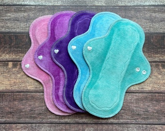 6" - 14" OBV Pastels Cloth Pads Set of 5 - moderate heavy - Windpro back Cloth Pad Kit - Reusable Menstrual Pad mama cloth bamboo velour