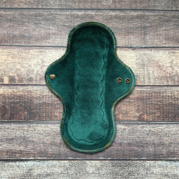 OBV CUSTOM Forest Pine Green 6" - 16" Cloth Pad, Super Soft - bamboo core, Windpro back - mama cloth serged pads