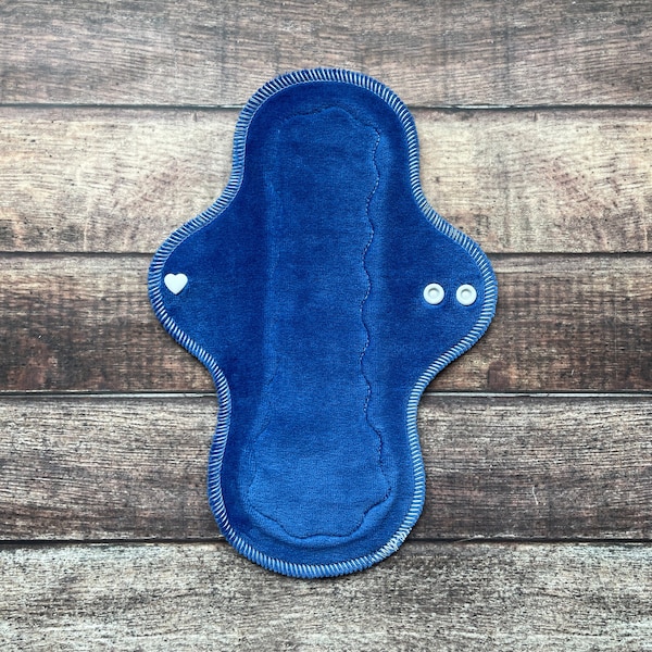 Organic Cotton Velour CUSTOM Dark Blue 6" - 16" Cloth Pad, Super Soft - bamboo core, Windpro back - mama cloth serged pads