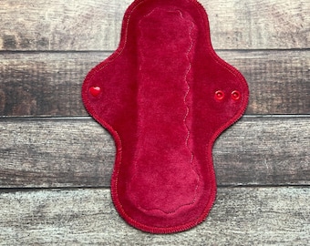 6–16” Reusable Cloth Menstrual Pad | Red Organic Bamboo Velour