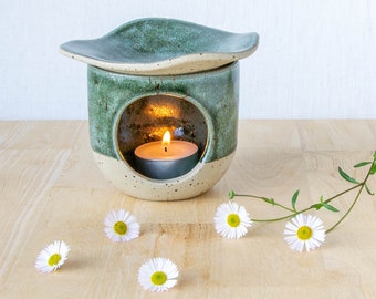 Wax Melt Burner Green Stone