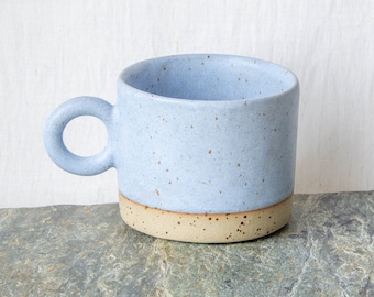 Blue Pebble Circle Handle Mug