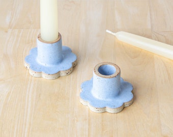 Flower candle holder Blue Pebble (pair or single)