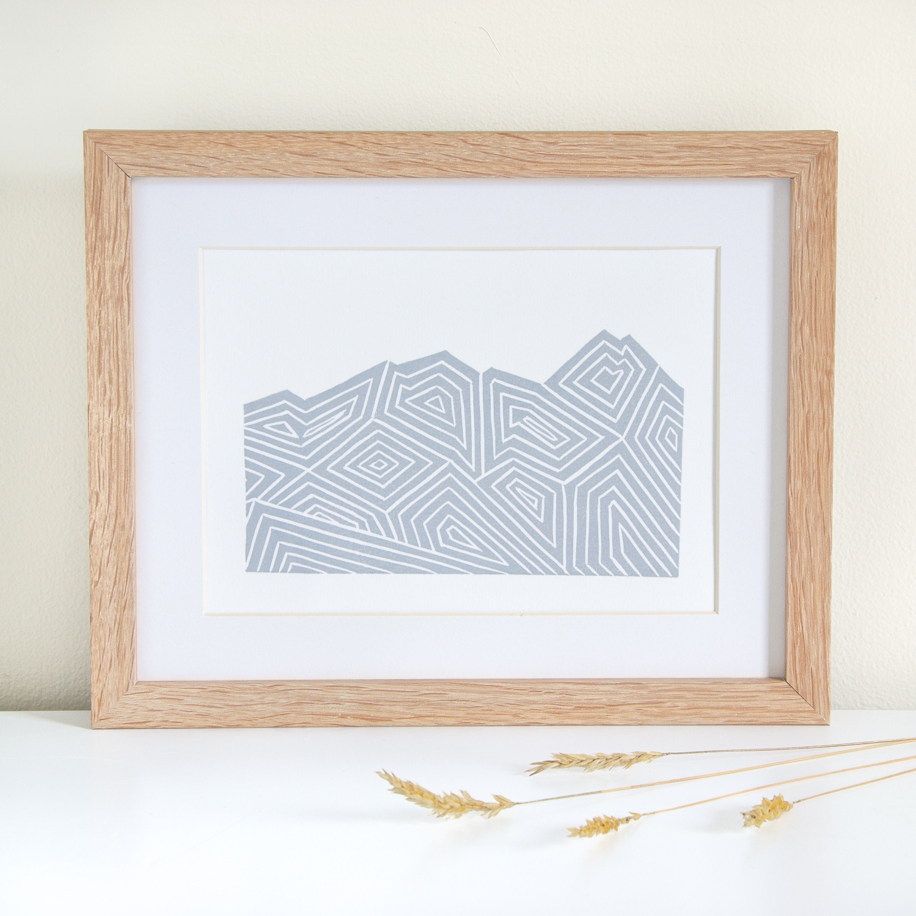 Mountain Linocut Print Wall Art New Zealand the Remarkables Etsy