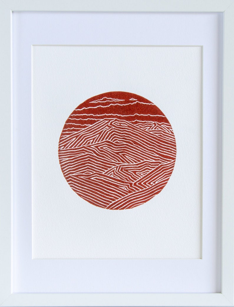 Mountain Linocut Print Wall Art, New Zealand Cardrona Etsy