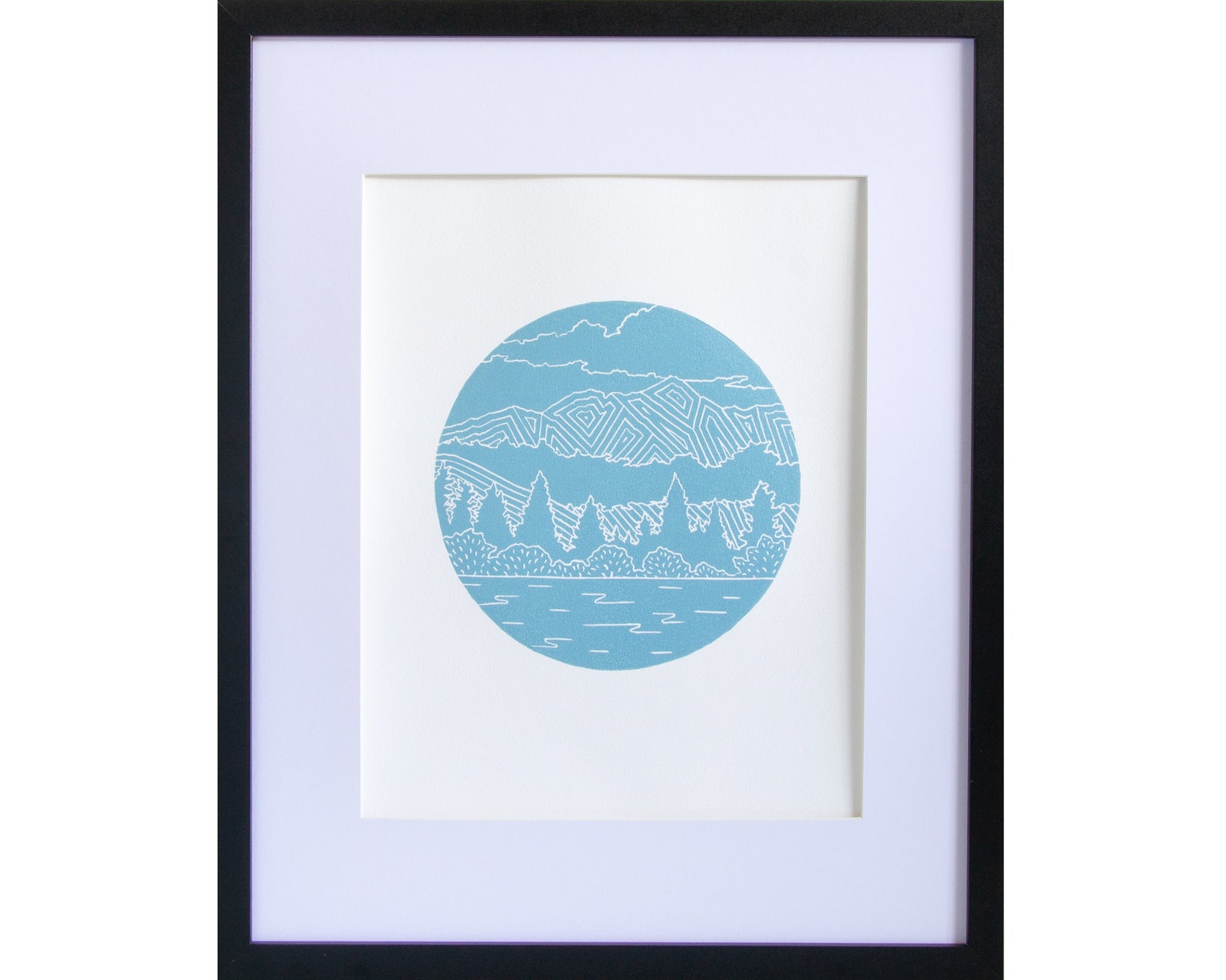 Mountain Linocut Print Wall Art New Zealand Queenstown Etsy