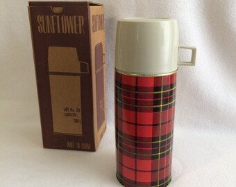 vintage plaid thermos