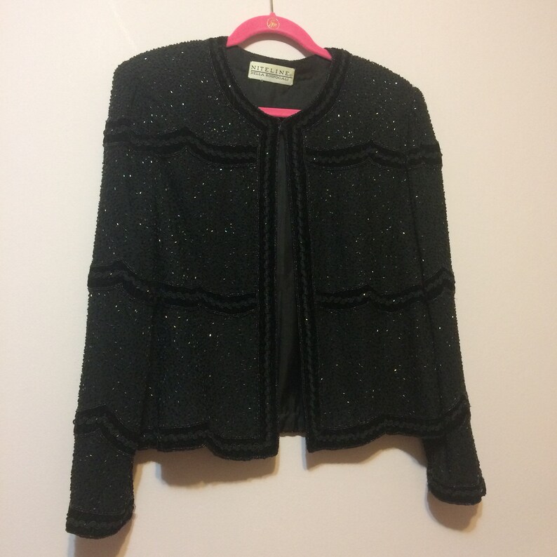 black beaded evening jacket