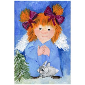 クリスマスポストカード3枚セット / クリスマスエンジェルとウサギ / イラストポストカード / 3枚セット