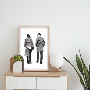 Personalized black and white silhouette portrait, Family portrait, Minimalist portrait, Personalized gift, Digital art, Birthday