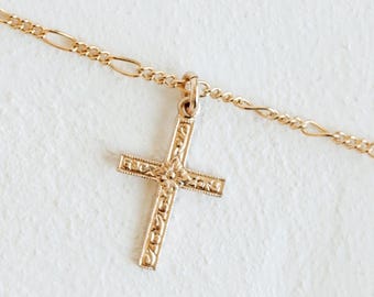 Kreuzkette aus 14-karätigem Gold • Zarter Kreuzanhänger • Minimalistische christliche Halskette • Goldschmuck • Glaubenskette