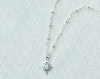 Silver star necklace, opal star necklace, star jewelry, celestial jewelry, gift for her, silver star necklace, layered necklaces, gifts