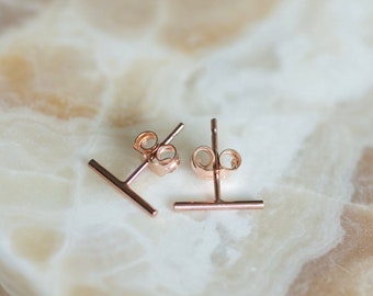 Rose gold line earrings, stud earrings women, line posts, gift for her, girl earrings, rose gold earrings, dainty earrings, bar earrings