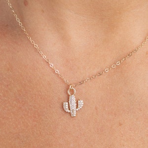 Saguaro necklace, cactus necklace, dainty gold cactus necklace, minimalist jewelry, gift for her, mothers day gift, necklaces for women