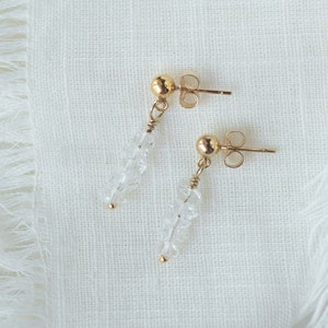 Stud earrings, herkimer diamond earrings, dangle earrings women, gold filled earrings, gift for her, dainty earrings, wedding jewelry