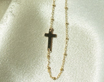 Sideways cross necklace, cross necklace women, necklaces for women, gold cross necklace, gift for her, dainty jewelry, gifts for women