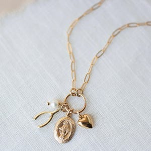 Delicate gold filled necklace with charms, gold filled charm necklace, minimalist jewelry, gifts for women, personalized charm necklace