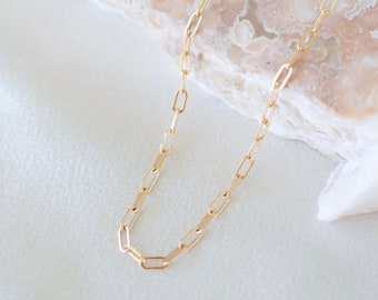 Paperclip necklace, link chain necklace for women, gold filled layering necklace, gifts for women, mothers day gift, dainty choker necklace