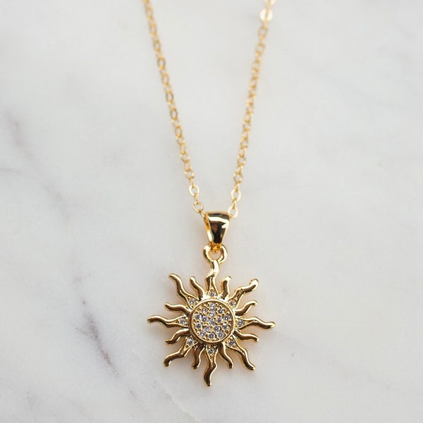 Sunshine necklace, sun necklace, sun necklace dainty, gold sun necklace, celestial sun, celestial jewelry, gift for her, sun accessory