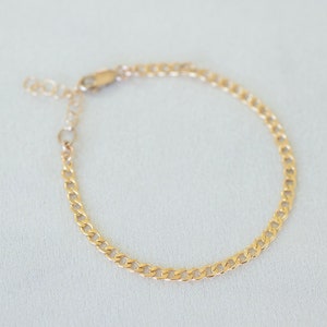 Gold filled bracelet, gold filled anklet, curb chain bracelet, layering bracelet, gift for her, ankle bracelet boho, minimalist jewelry