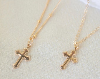 Cross necklace, gold filled cross necklace, religious necklace, gold filled necklace, layering necklace, lord necklace, gift for her, dainty
